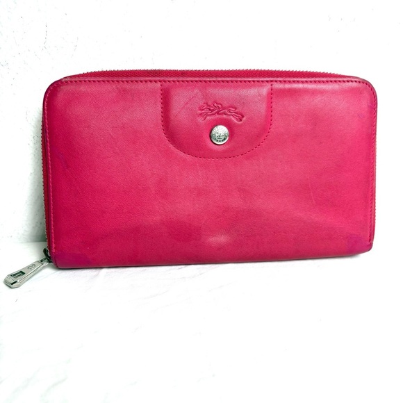 Longchamp Handbags - LONGCHAMP Pink Leather Bifold Wallet * flaws*